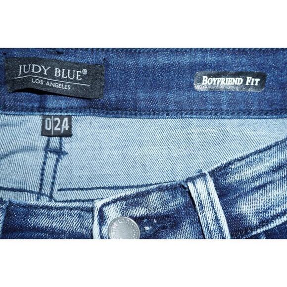 Judy Blue Boyfriend Fit Distressed Jeans Women’s Size 0/24 Medium Wash - Picture 7 of 10